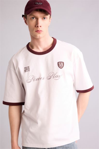 100% мақта Boxy Fit баспалы футболка