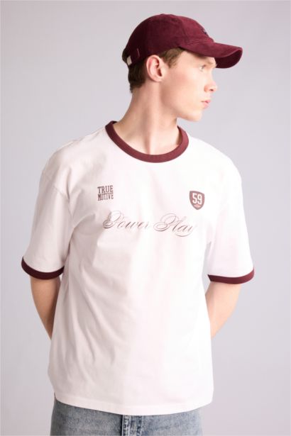 100% мақта Boxy Fit баспалы футболка