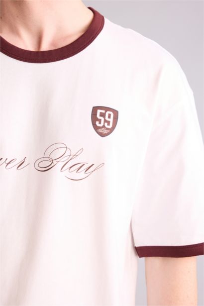 100% мақта Boxy Fit баспалы футболка