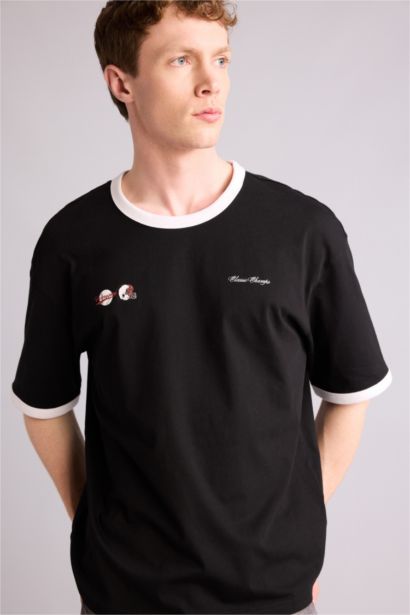 100% мақта Boxy Fit баспалы футболка