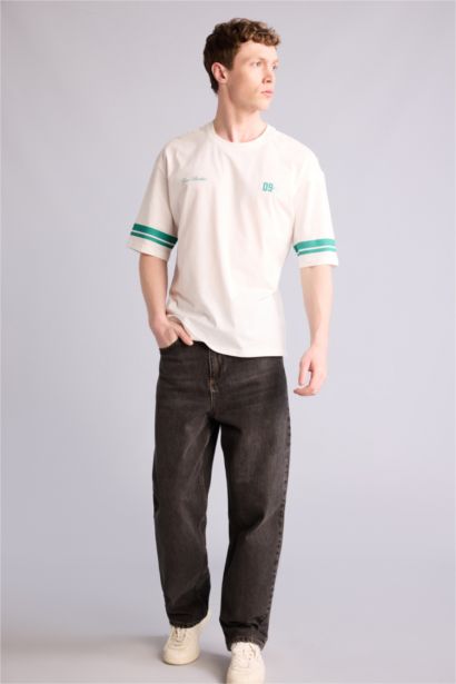 100% мақта Boxy Fit баспалы футболка