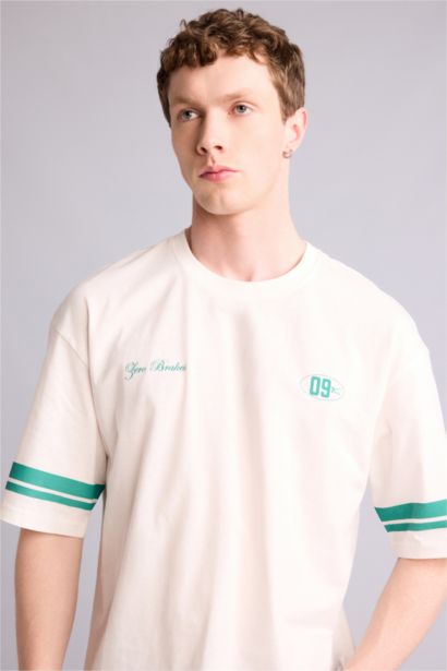 100% мақта Boxy Fit баспалы футболка