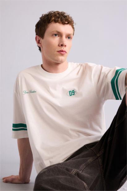 100% мақта Boxy Fit баспалы футболка