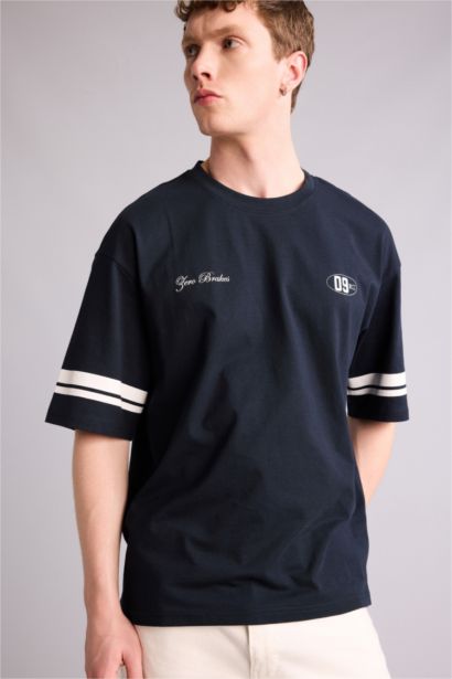 100% мақта Boxy Fit баспалы футболка