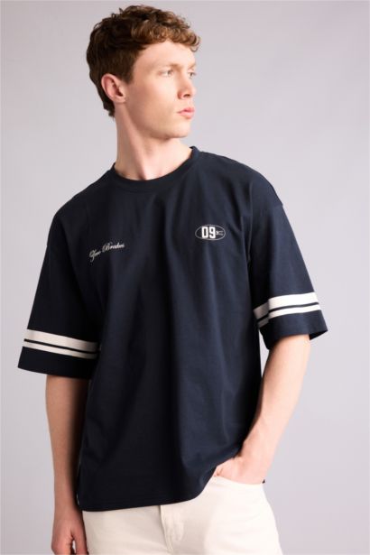 100% мақта Boxy Fit баспалы футболка