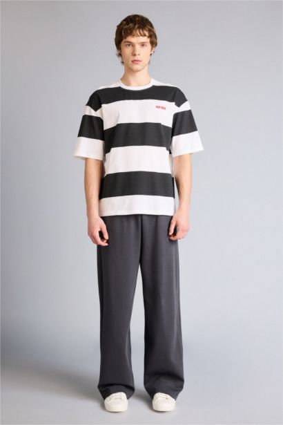 100% мақта Boxy Fit жолақты футболка