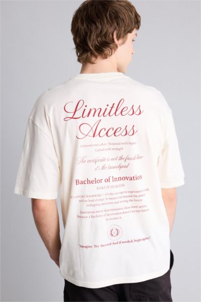 100% мақта Boxy Fit баспалы футболка