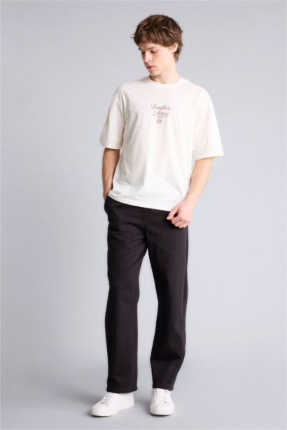 100% мақта Boxy Fit баспалы футболка