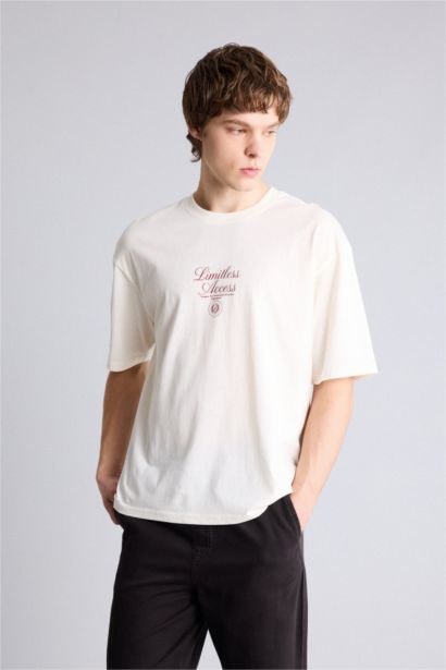 100% мақта Boxy Fit баспалы футболка