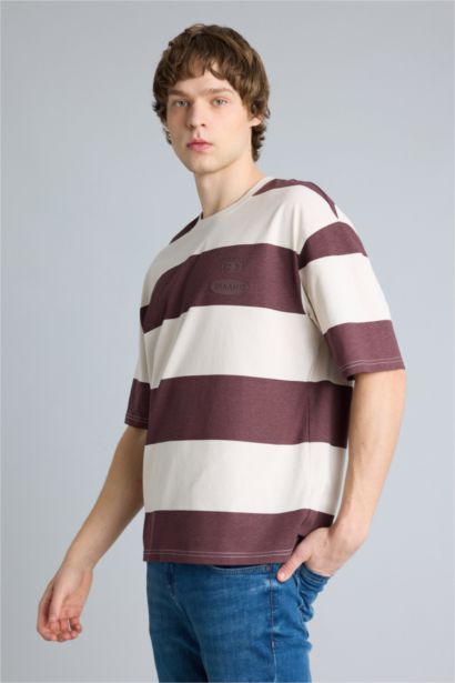 100% мақта Boxy Fit жолақты футболка