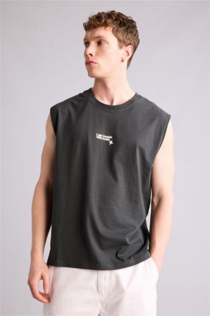 Майка Boxy Fit с принтом из 100% хлопка