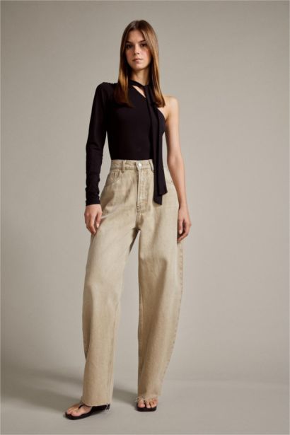 %100 Pamuk Baggy Fıt Jean Pantolon