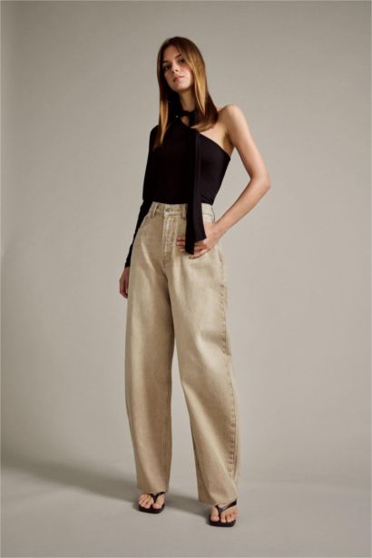 %100 Pamuk Baggy Fıt Jean Pantolon