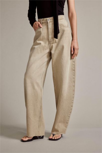 %100 Pamuk Baggy Fıt Jean Pantolon