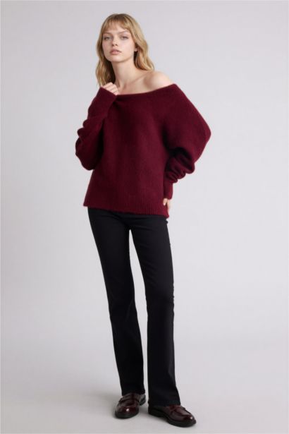 بلوز صوف قصة عادية بياخة مستديرة