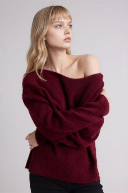 بلوز صوف قصة عادية بياخة مستديرة