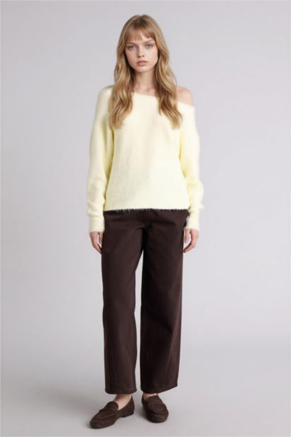 بلوز صوف قصة عادية بياخة مستديرة