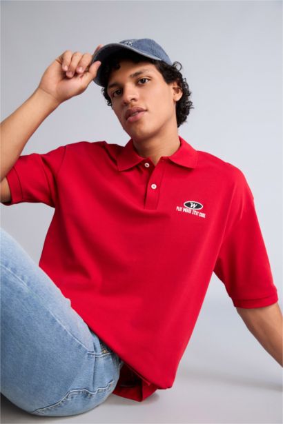 Loose Fit Short Sleeve Polo T-Shirt