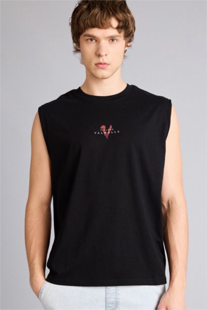 Майка Vikings Valhalla Boxy Fit с принтом и круглым вырезом