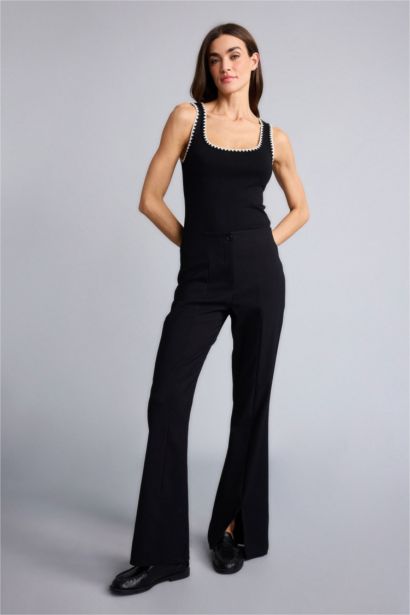 Slim Fit Ribana Round Collar Tank Top