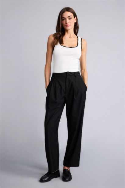 Slim Fit Ribana Round Collar Tank Top