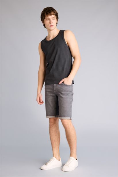 Майка кашкорсе Regular Fit в рубчик с круглым вырезом