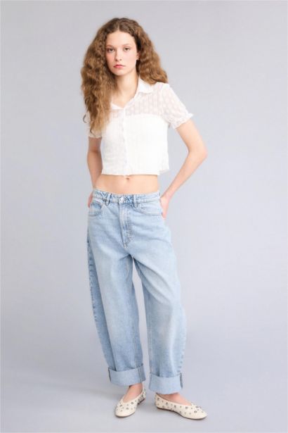 Рубашка с коротким рукавом приталенного кроя с кружевом для женщин