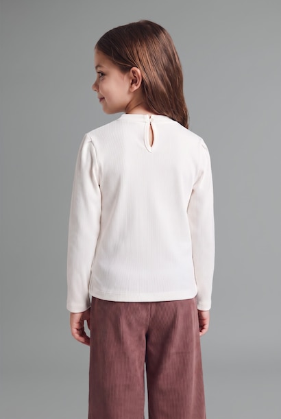 2'li Takım Baskılı Sweatshirt Süet Pantolon Kız Bebek
