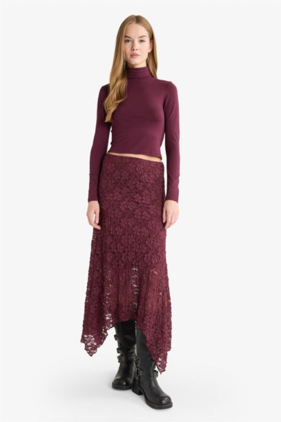 Fitted Turtleneck Modal Long Sleeve T-Shirt