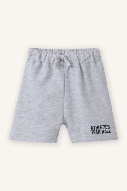 شورت بيبي اولادي بطبعة شعار قماش خفيف قصة عادية