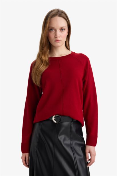 بلوز تريكو قصة عادية من مزيج الصوف