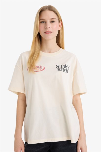 Футболка оверсайз с принтом и коротким рукавом