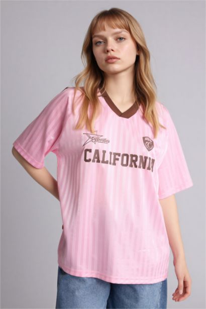 Футболка оверсайз с принтом и коротким рукавом