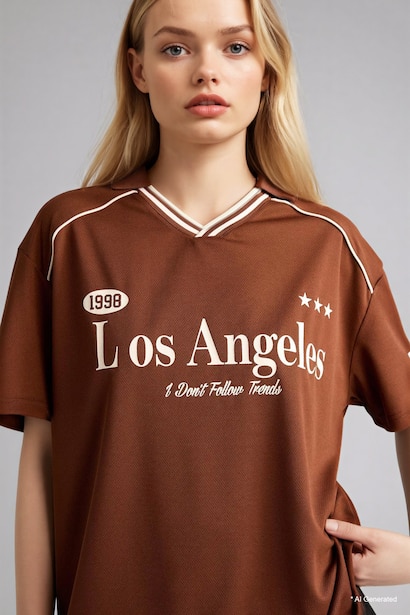 Printed Oversize Polo T-Shirt