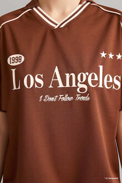 Printed Oversize Polo T-Shirt