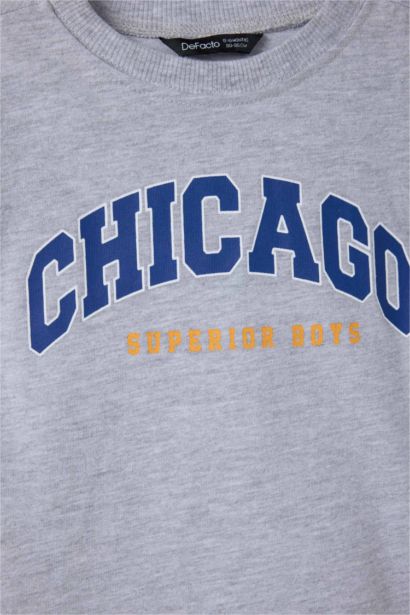 تيشيرت بيبي أولاد كم طويل برسمة مدينة اوفر سايز برقبة مستديرة من قطعتين