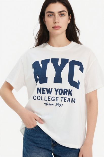 تيشيرت نص ردن اوفر سايز مطبوع