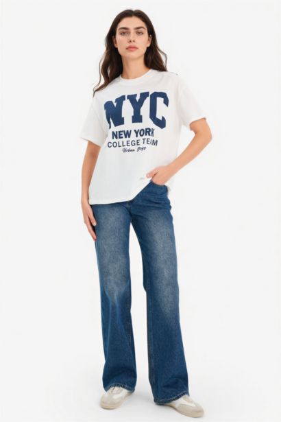 تيشيرت نص ردن اوفر سايز مطبوع