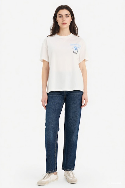 Printed Crew Neck Short Sleeves Oversize T-Shirt