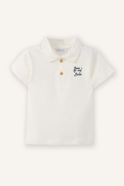 تيشيرت بولو اولادي اوفر سايز نص كم بيكيه بطبعة شعار