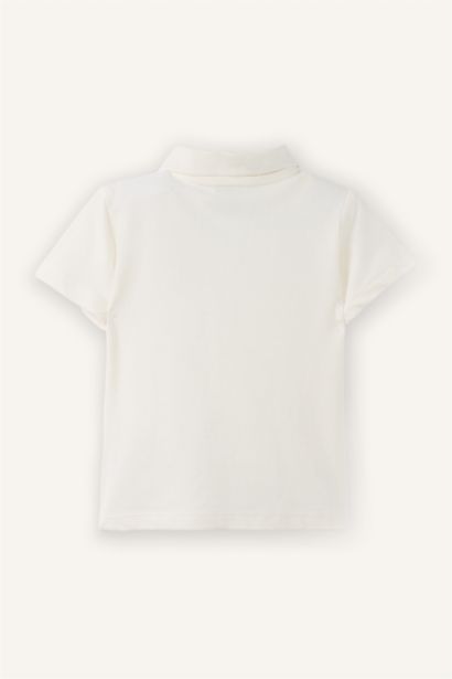 تيشيرت بولو اولادي اوفر سايز نص كم بيكيه بطبعة شعار