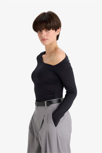 Body à manches longues asymétrique Coupe slim