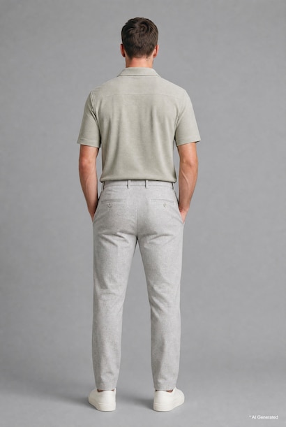 Regular Fit Beige Blended Linen Trousers