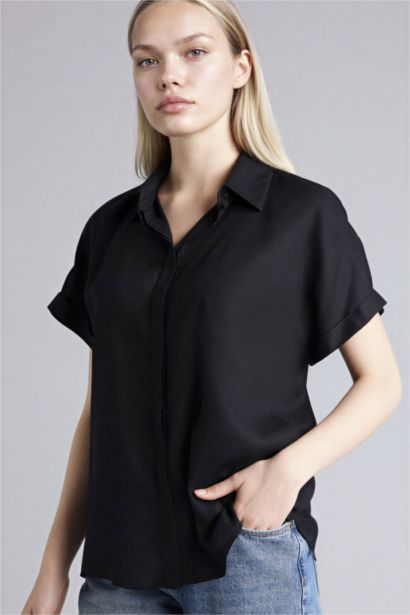 Regular Fit Shirt Collar Short Sleeve Shirt