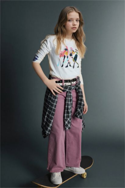 90's Wide Leg Gabardin Pantolon Kız Çocuk