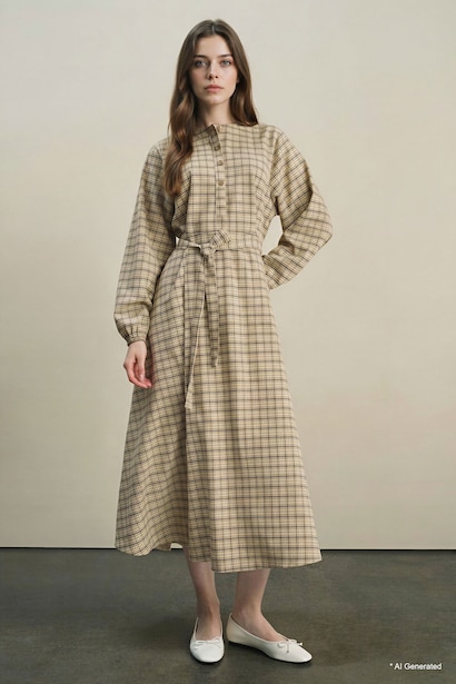Regular Fit Crew Neck Printed Dress