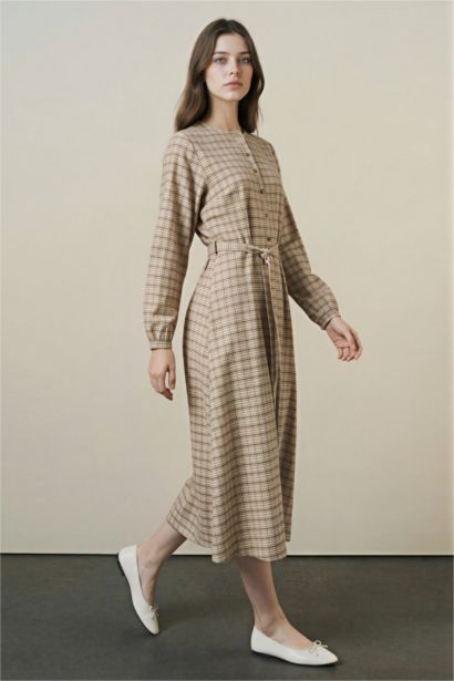 Regular Fit Crew Neck Printed Dress