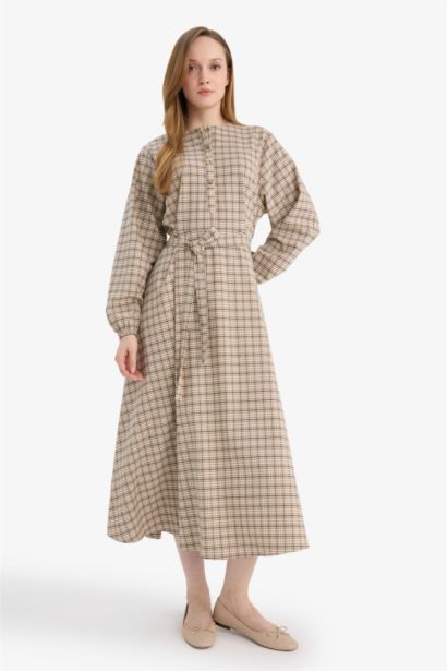 Regular Fit Crew Neck Printed Dress