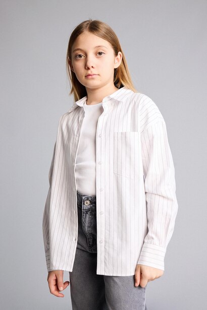 Girls Oxford Shirt and T-shirt Set - 2 Pieces