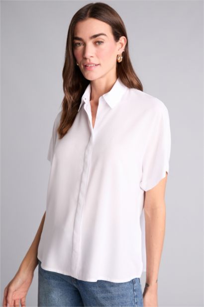 Regular Fit Shirt Collar Short Sleeve Shirt